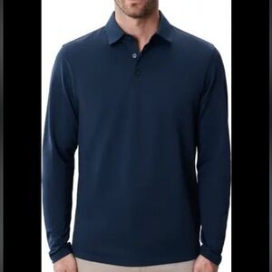 Robert Barakett Luciano Long Sleeve Twill Polo - Dark Caspian
